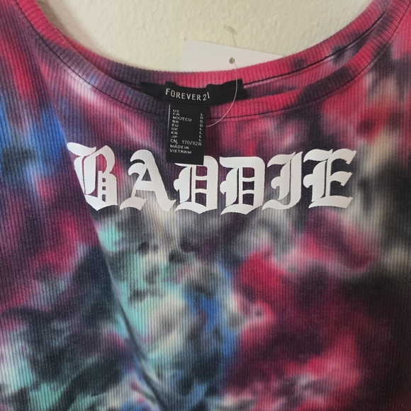Forever 21 Tie-Dye “Baddie” Crop Y2K Festival Tank Top  New Size Large - Picture 2 of 3